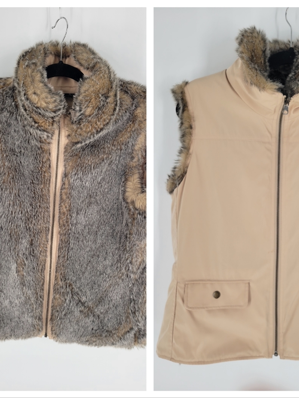 Siena Studio Reversable Faux Fur Zip Vest Size L